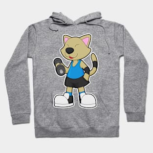 Cat at Fitness with Dumbbell Hoodie